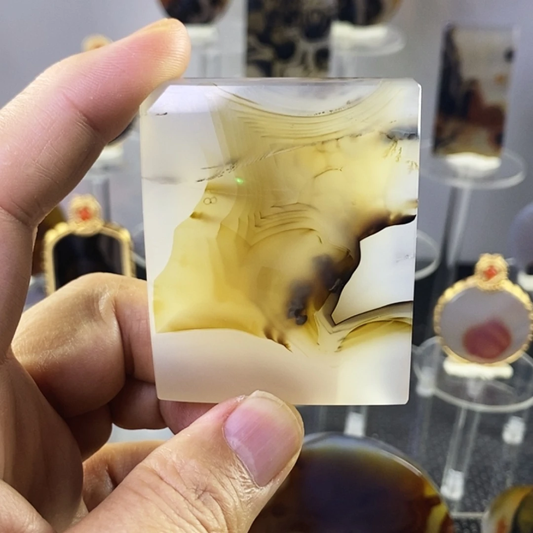 合成碳硅石非金属时尚图纹画面石饰品