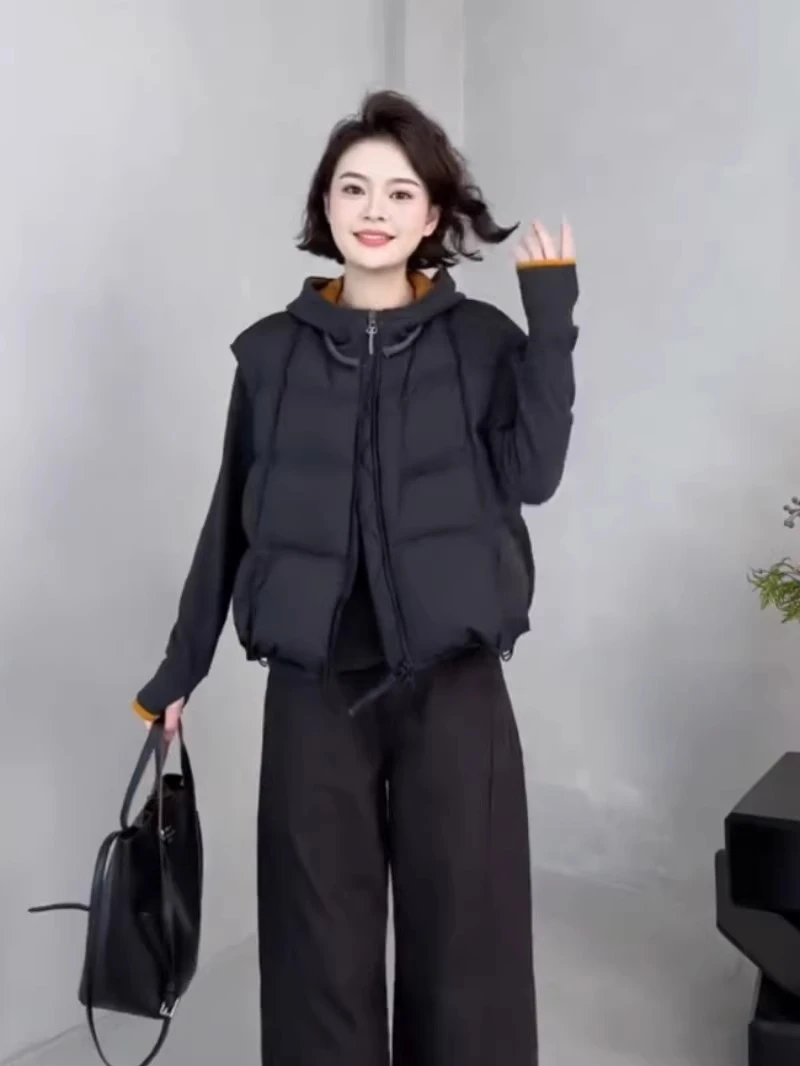 短款时尚马甲女2025冬季时尚圆领宽松白鸭绒保暖马夹背心上衣