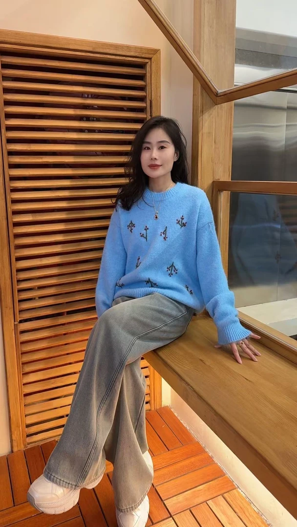 Miss huo 樱桃毛衫 A 蓝色 1110