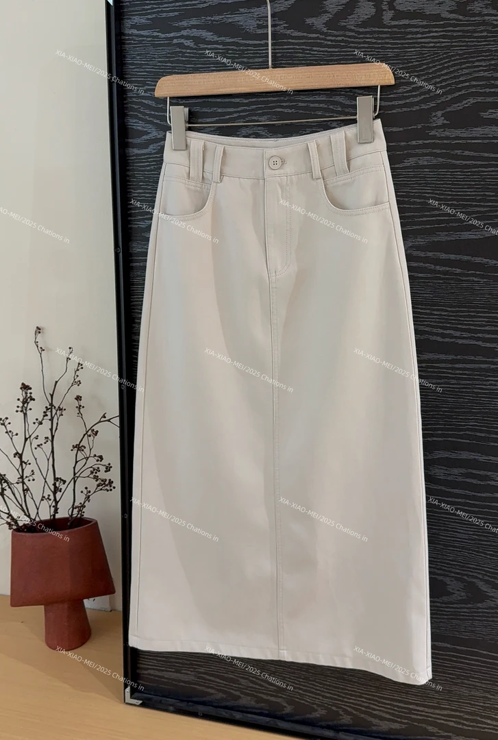 XIAOMEI |奶茶杏韩系直筒半身裙-5048