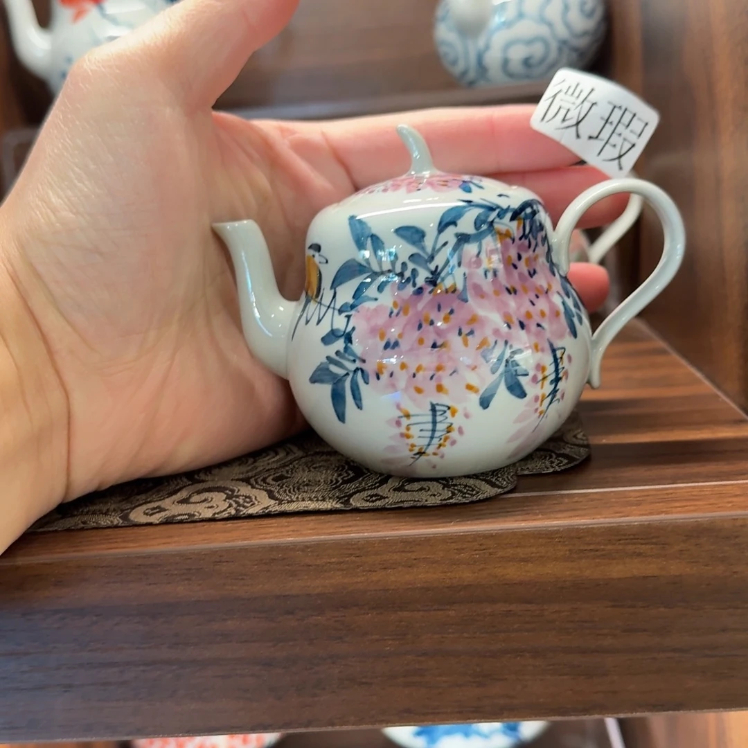 釉下手绘茶具微瑕