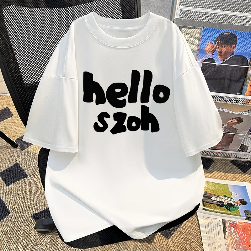 jtrt2025新款简约字母短袖男女白色T恤百搭休闲慵懒风情侣装上衣