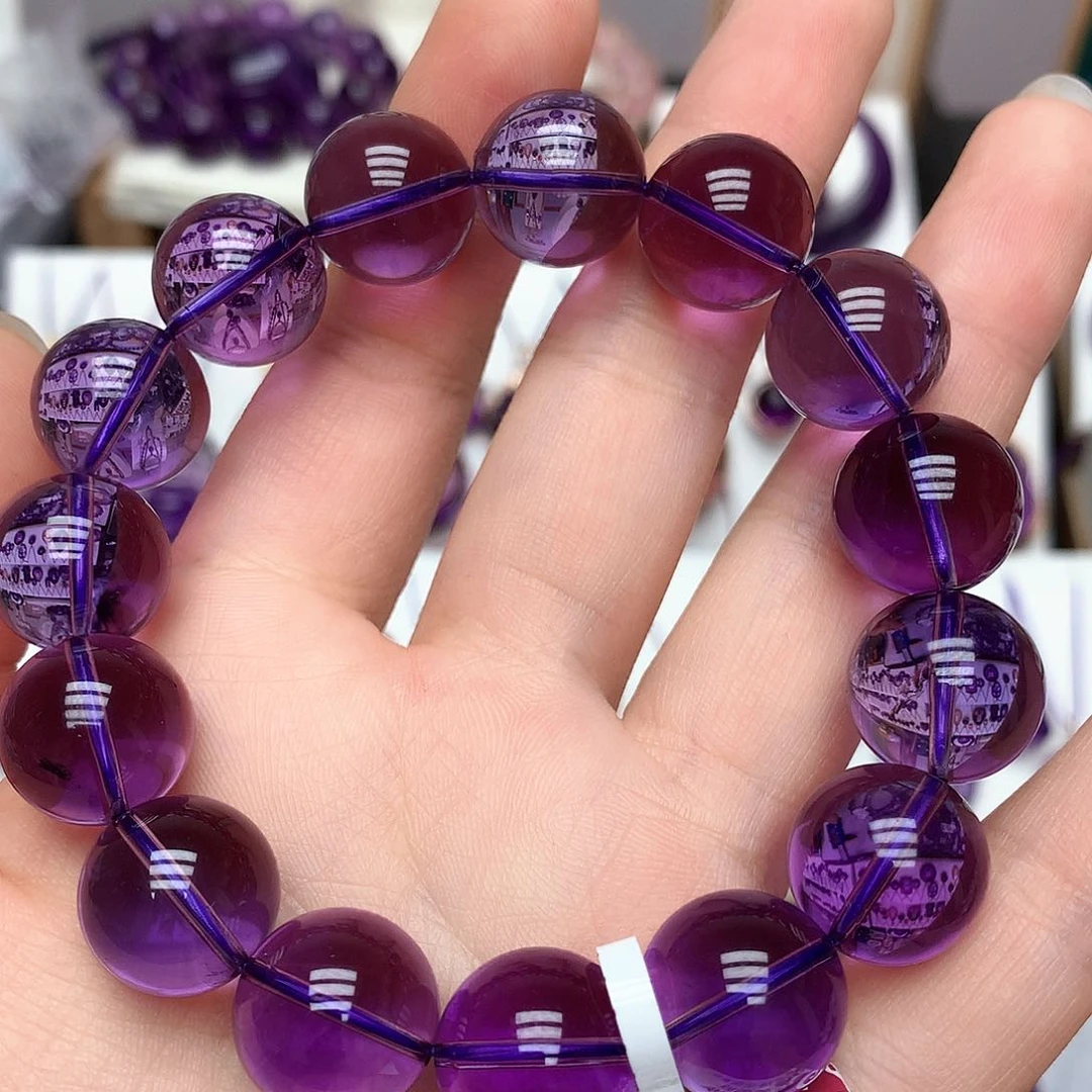 紫晶珠宝半成品未镶嵌高品质手串15mm