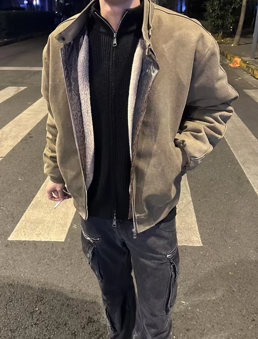 “蛇年限定座山雕外套“可拆卸帽重磅加绒帆布夹克外套男女冬季棉服