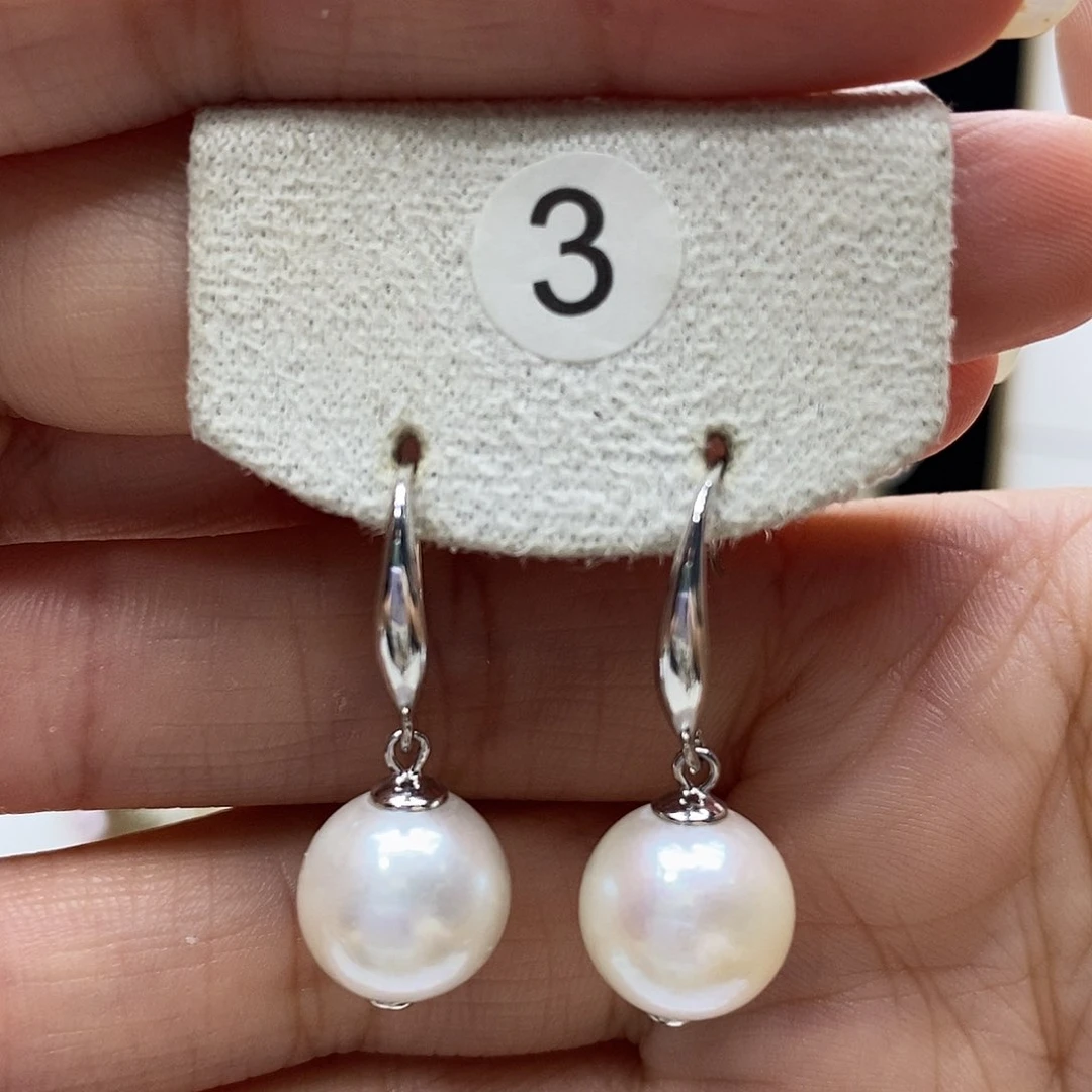 银S925镶嵌淡水珍珠耳饰