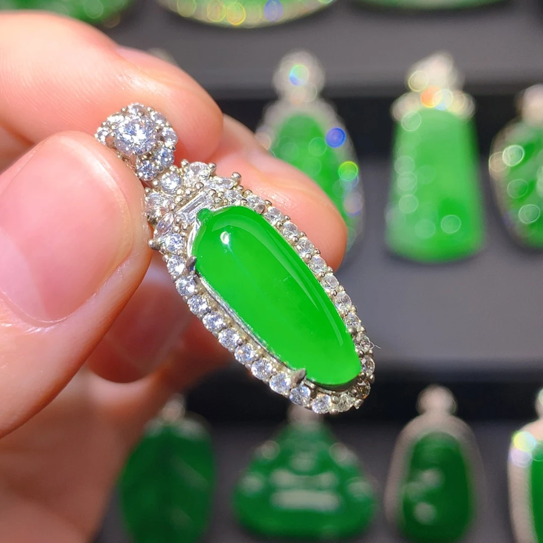 【闪购商品】翡翠银S925镶嵌吊坠(不含链)