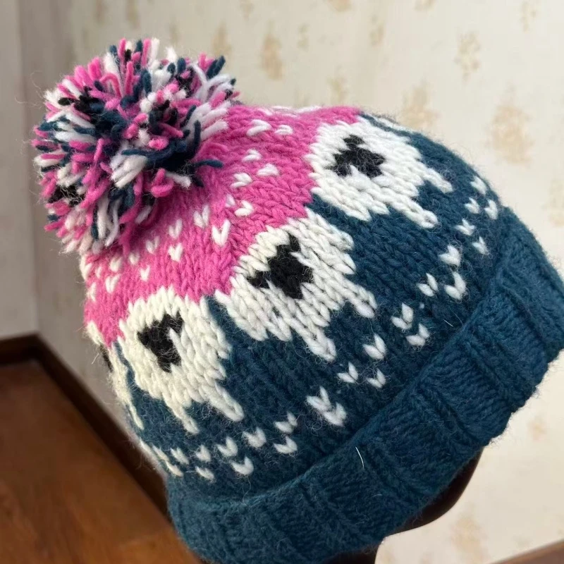 海外纯羊毛纯手工冬季针织帽子