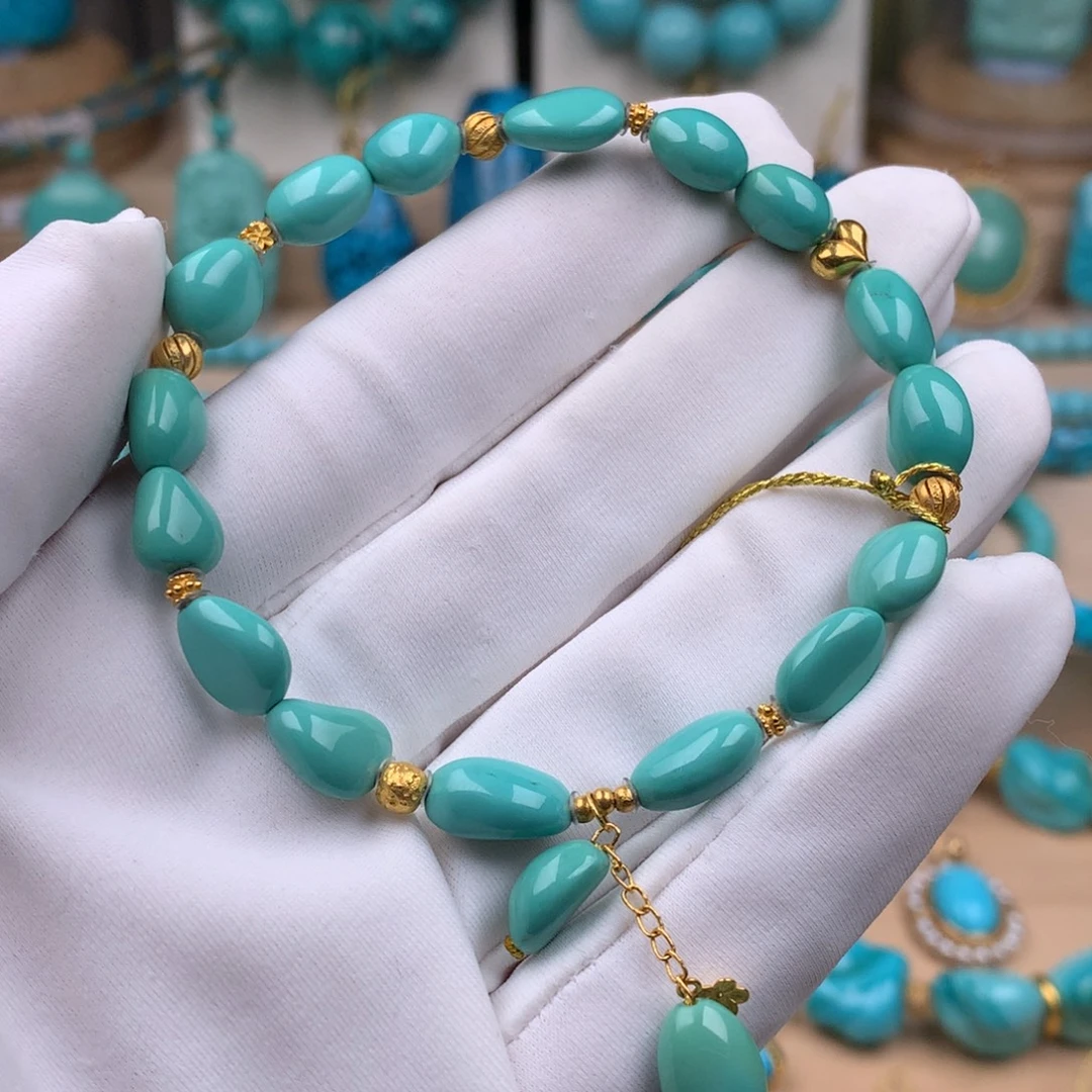 绿松石18K金镶嵌珠宝奇石