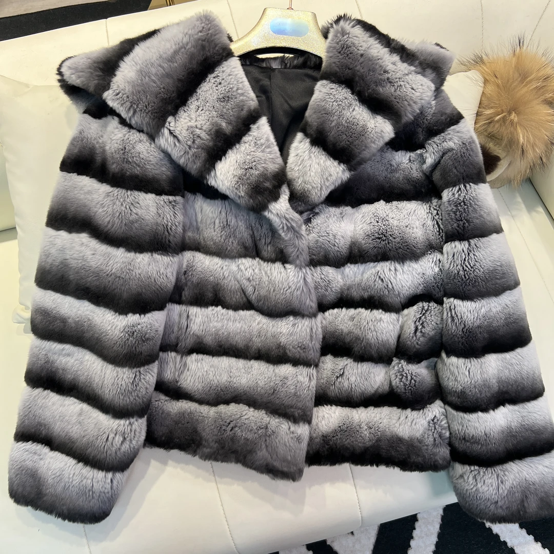 [YIXIAN]时尚洋气慵懒连帽款皮草外套T23129