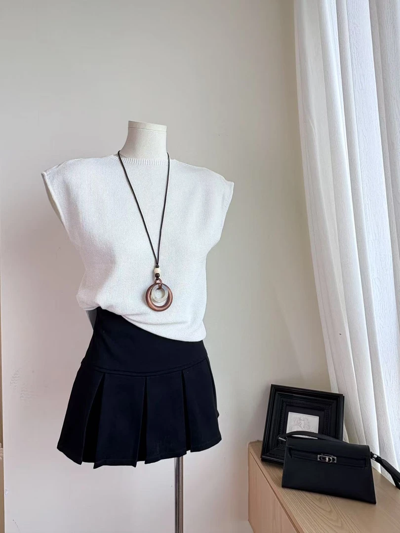 BELE ZHANG短裙半身裙百搭半裙百褶裙松紧带-1157