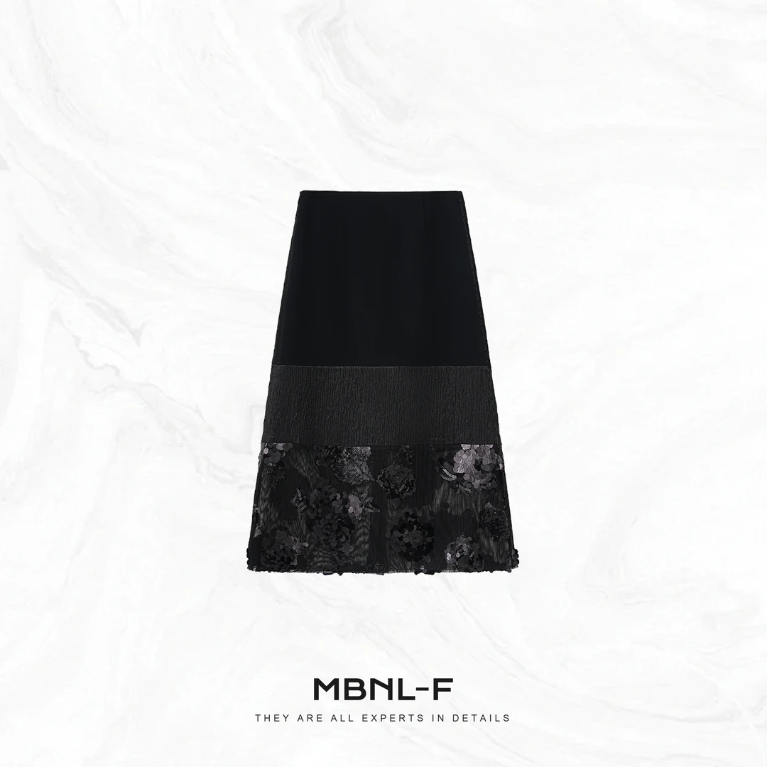 MBNL-F“立体绣珠裙” 高级层级感醋酸半身裙 秦磊XM-XQZ3328