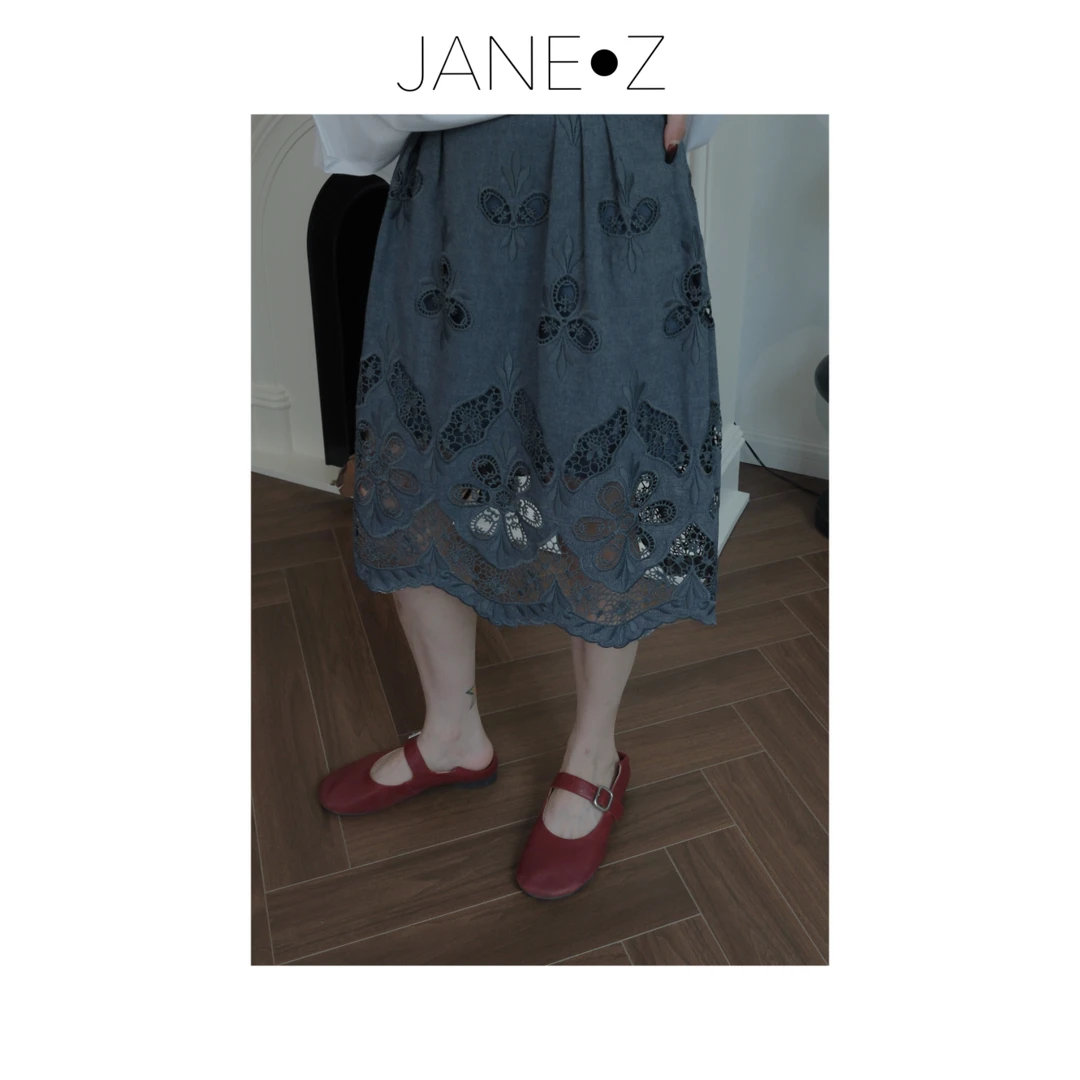【镂空】重工镂空雕花刺绣复古时髦百搭显瘦中裙夏季JZ079