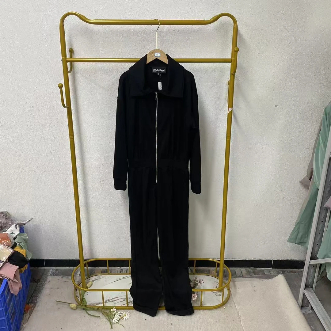 唯琳剪标   8仓A4-3-2184款   黑色拉链极简风连体裤时尚