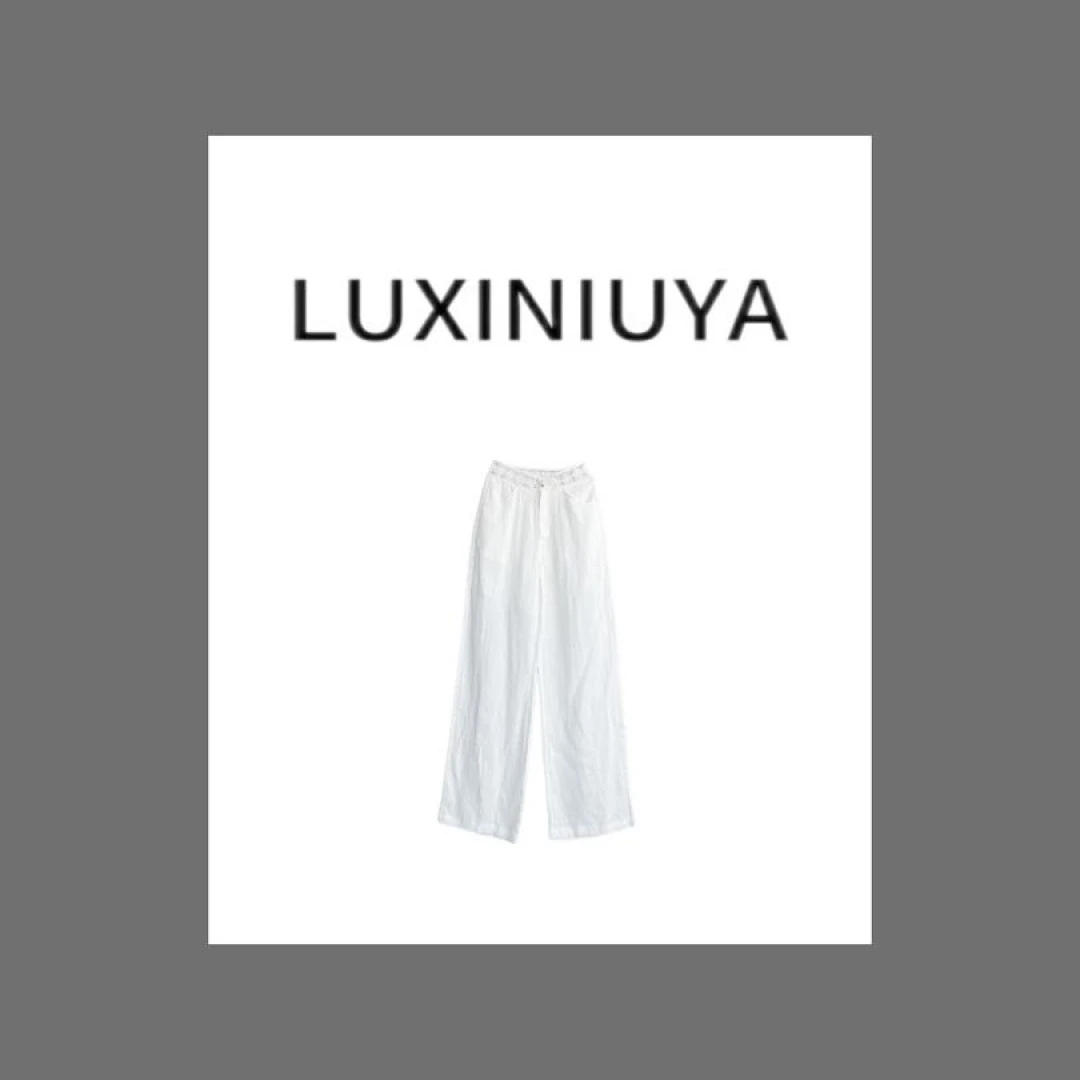 【LUXINIUYA】淡颜神裤 设计感花边腰100亚麻简约百搭休闲裤CX2979