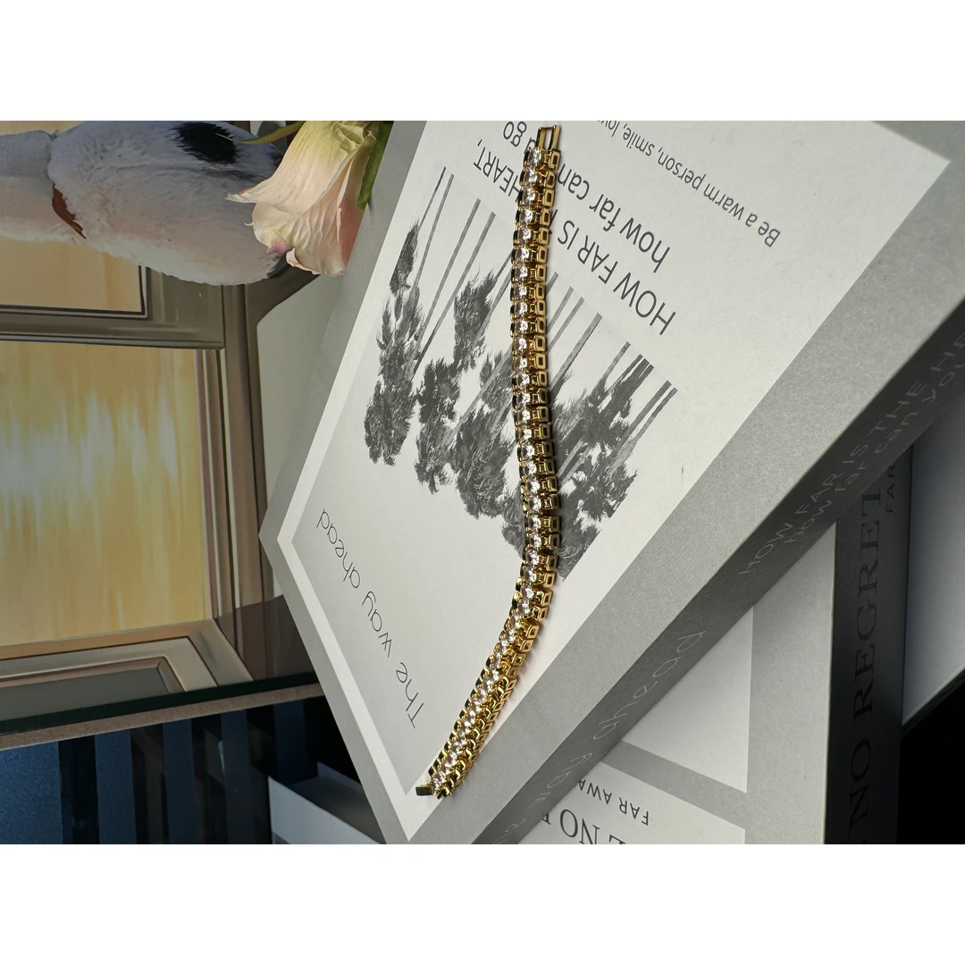 铜合金合成锆石手链 时尚百搭黑色铜合金高级轻奢小众手链sl943