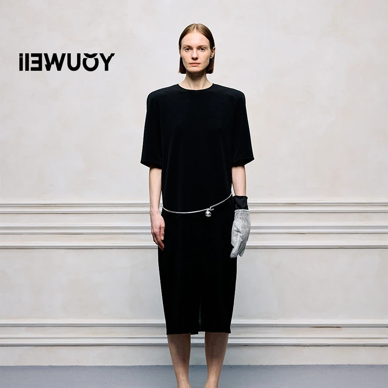 有尾YOUWEI醋酸圆领直身夏季长款连衣裙时尚百搭气质衣服Y5725226