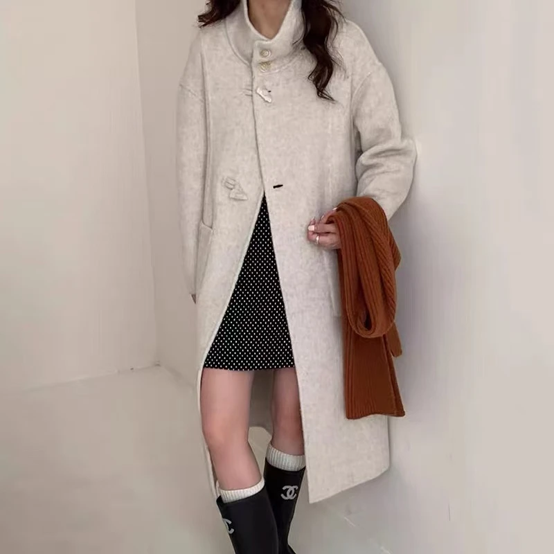 无印心匠k1251秋冬中长款宽松百搭羊毛外套 A027