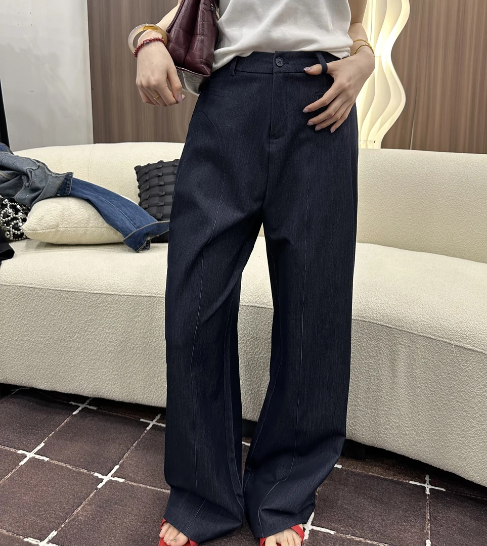 SYPRETTY】晶喜来袭&春上新高腰显瘦深蓝阔腿韩版牛仔裤252196