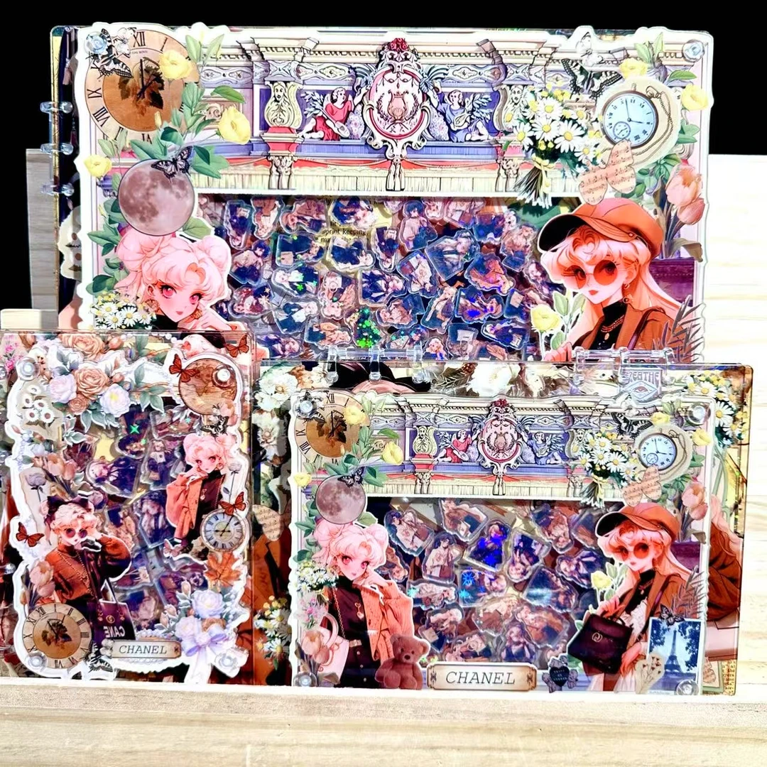 （异形典雅美战高定摇摇本套餐）活页本手工DIY收纳盒亚克力