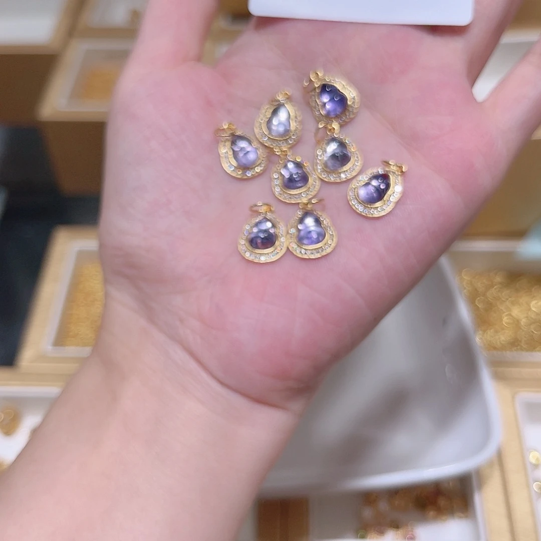 银S925镀金镶嵌珠宝半成品水晶80 。
