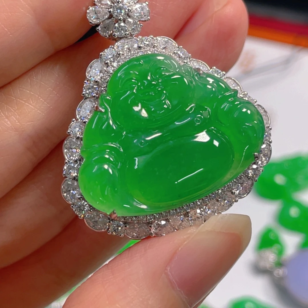 翡翠18K金镶嵌吊坠(不含链)