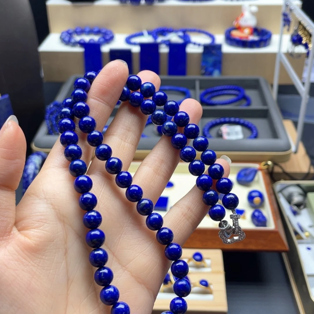 银S925镶嵌青金石项链7+