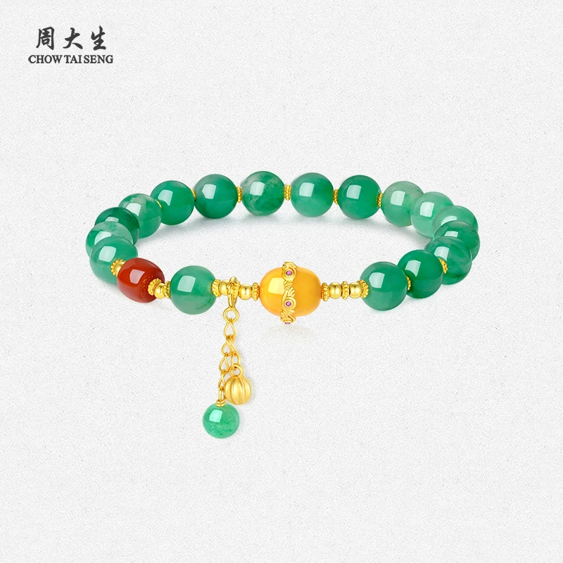 周大生非洲翠春江花朝银S925手串轻奢百搭时尚气质送女友