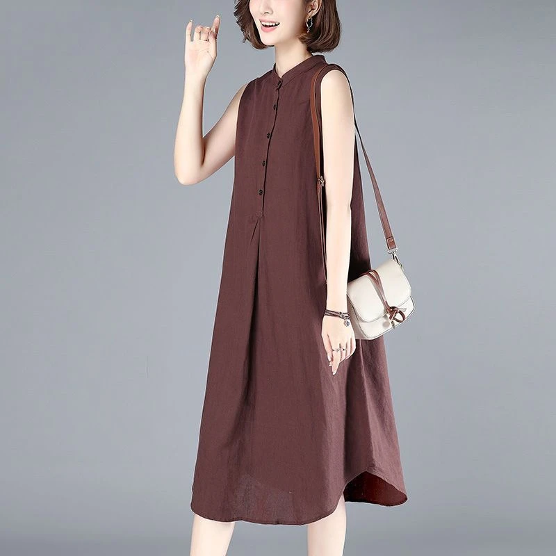 连衣裙女纯色气质裙子夏季2025时尚简约新款韩版宽松显瘦修身