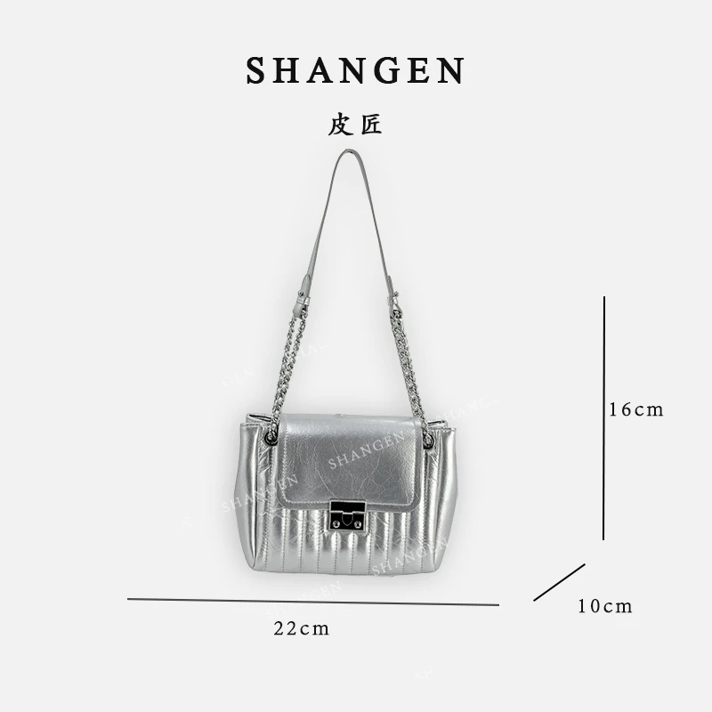 【尚恩CC】QYX-9733-银色-轻奢时尚女士新款单肩斜挎包