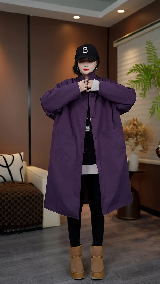 宽松显瘦时尚百搭加厚羊羔毛双面穿长款风衣外套女