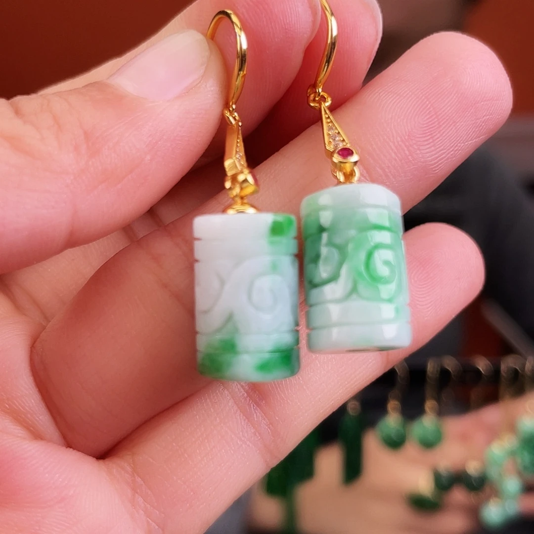 翡翠银S925镶嵌耳饰