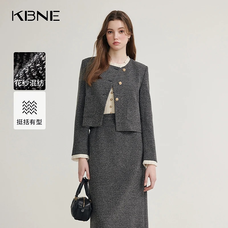 KBNE小香风外套女爆款2025新款春季复古撞色百搭短款高级外套气质
