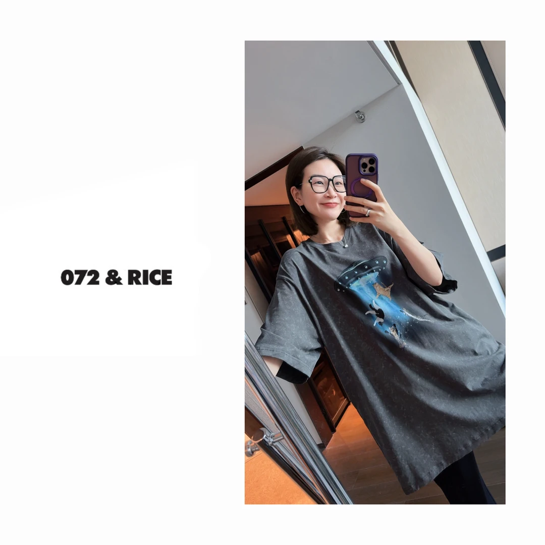 072 & RICE【UFO猫TEE】100纯棉 夏季休闲圆领短袖T恤 Z-32NB426