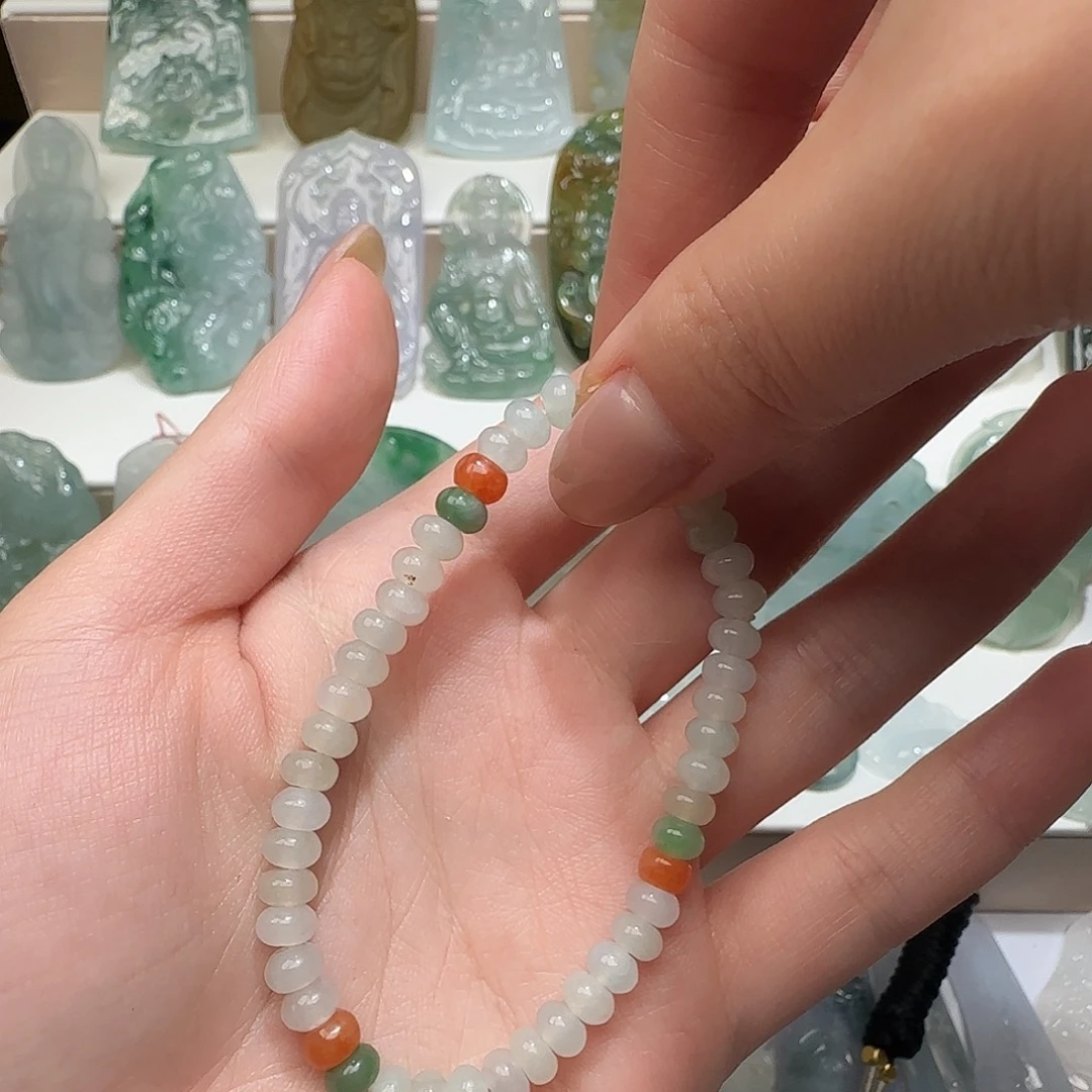 翡翠未镶嵌颈饰天然缅甸翡翠小米珠