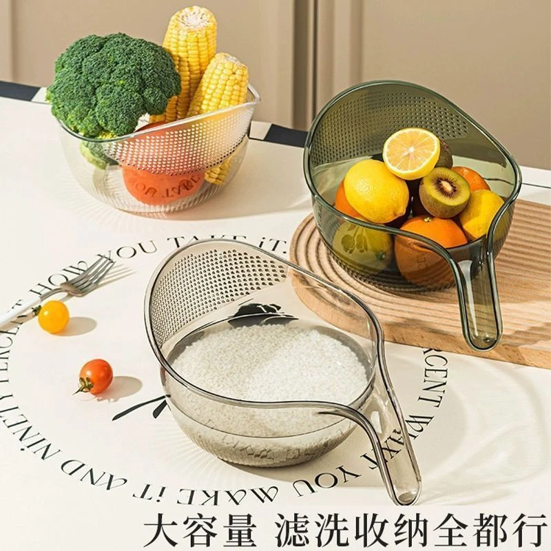 淘米盆厨房洗米筛细孔沥水篮子家用带手柄淘菜洗水果盆子淘米神器