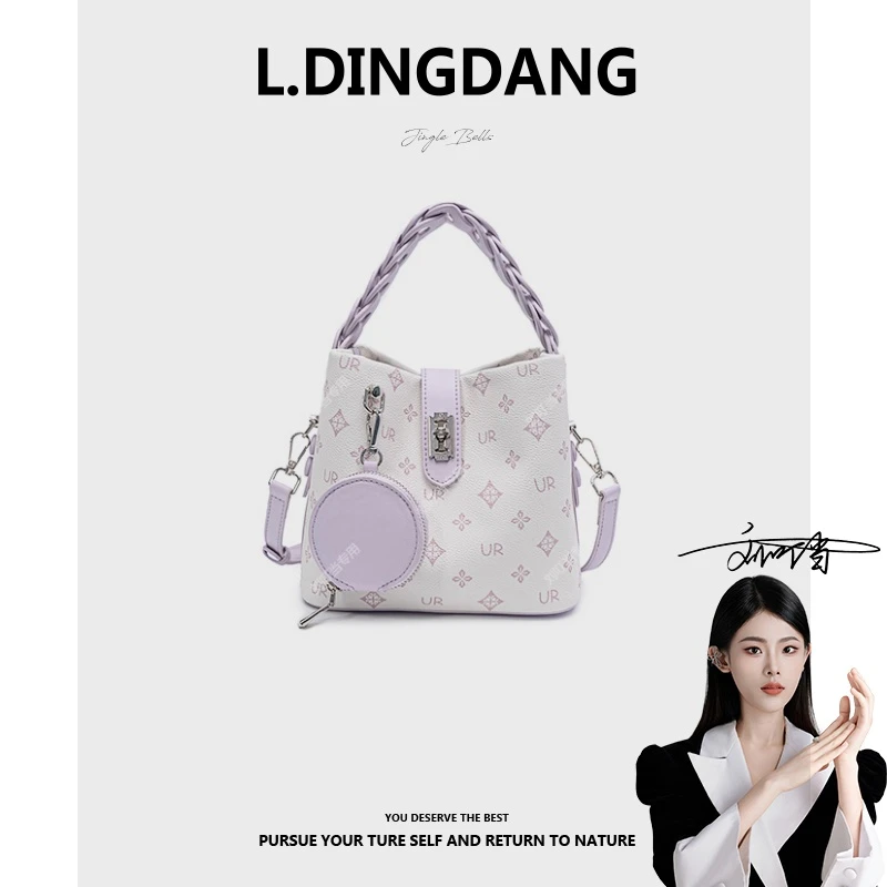 【刘叮当甄选】UPTEN RVETO夏新款水桶包女时尚欧美系带包包女F-260