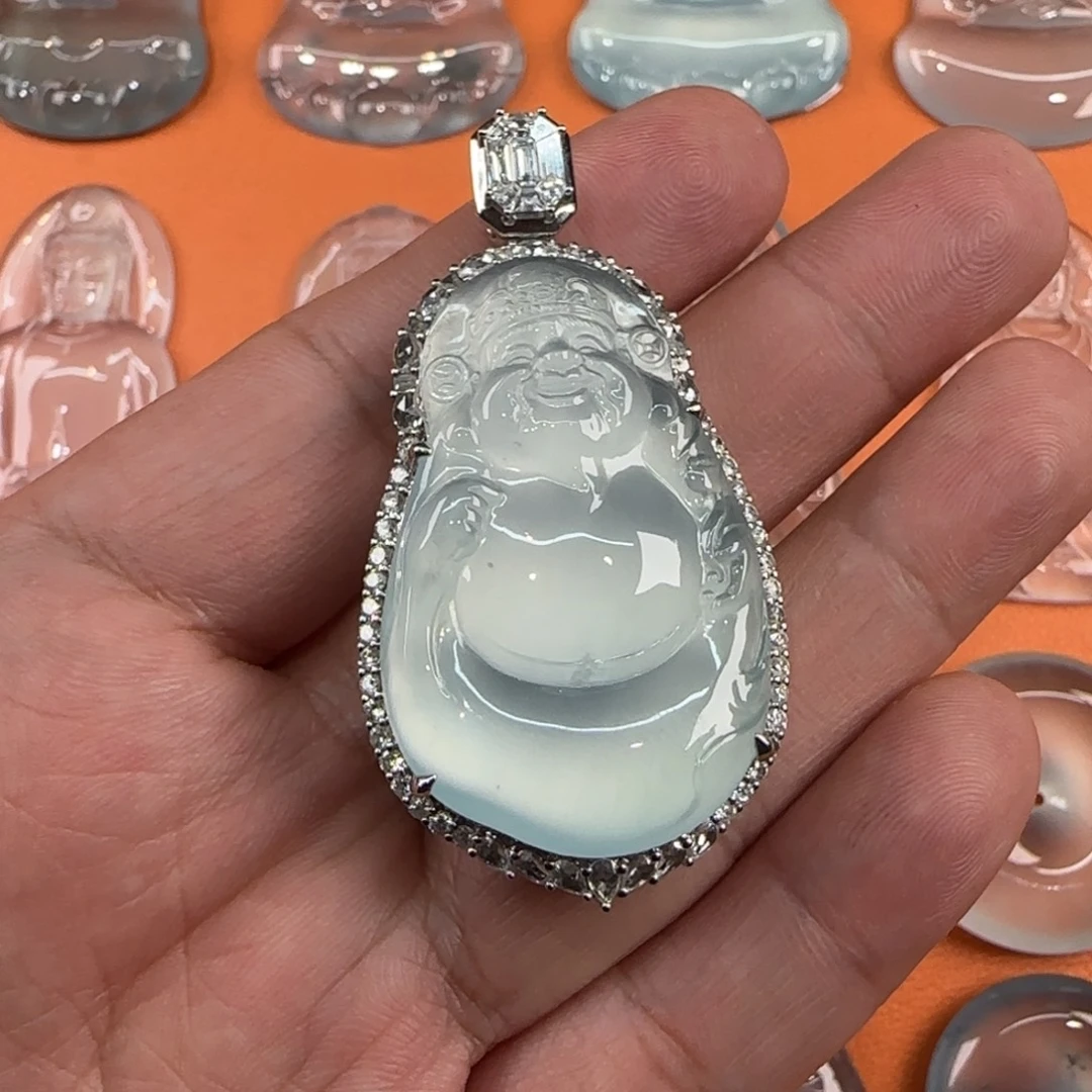 定制翡翠18K金镶嵌天然