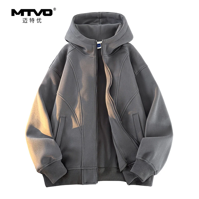 连帽开衫卫衣外套2025年新款秋季男时尚百搭拼接设计潮流开衫卫衣