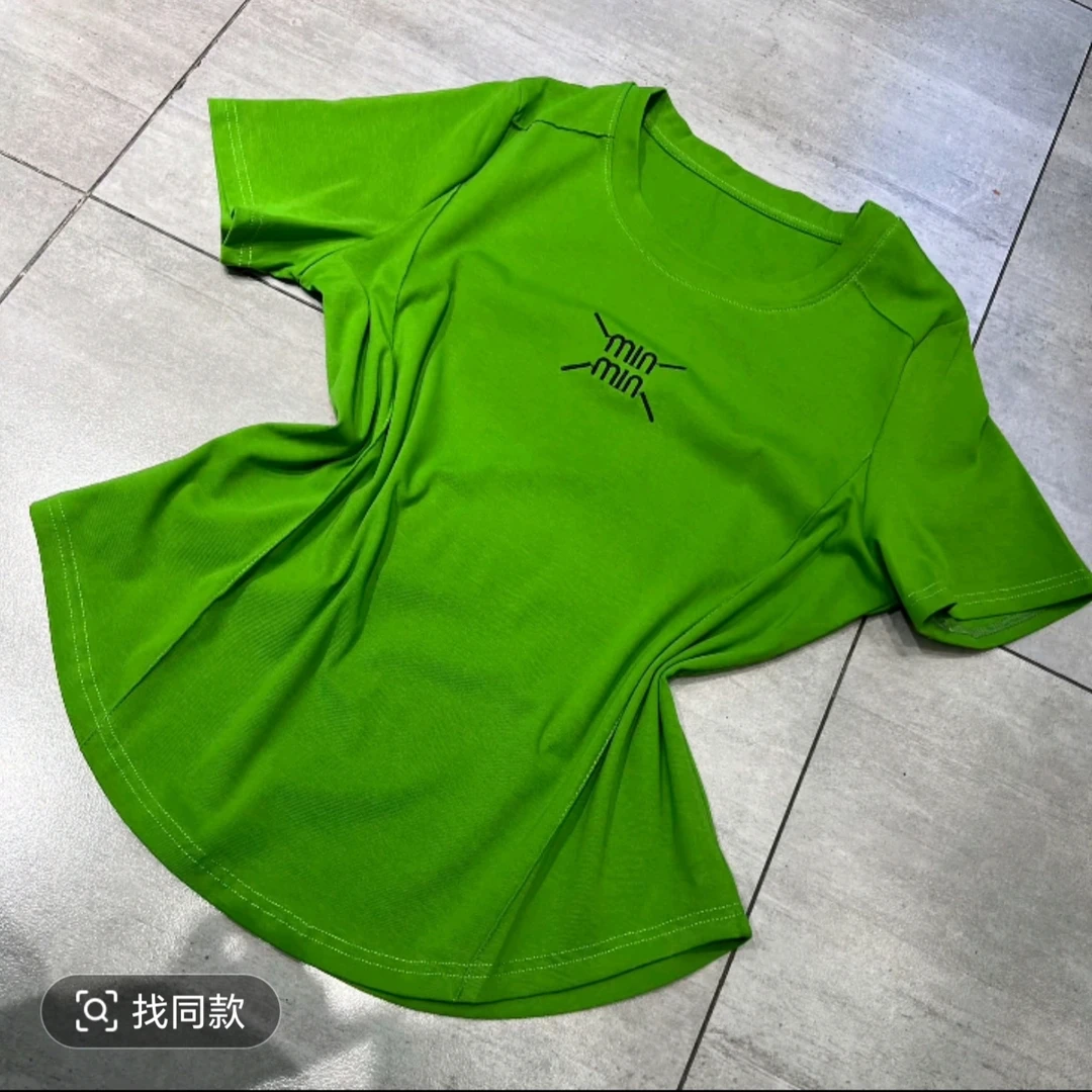 大码字母刺绣短袖显瘦常规款T恤女款夏季女士半袖5032