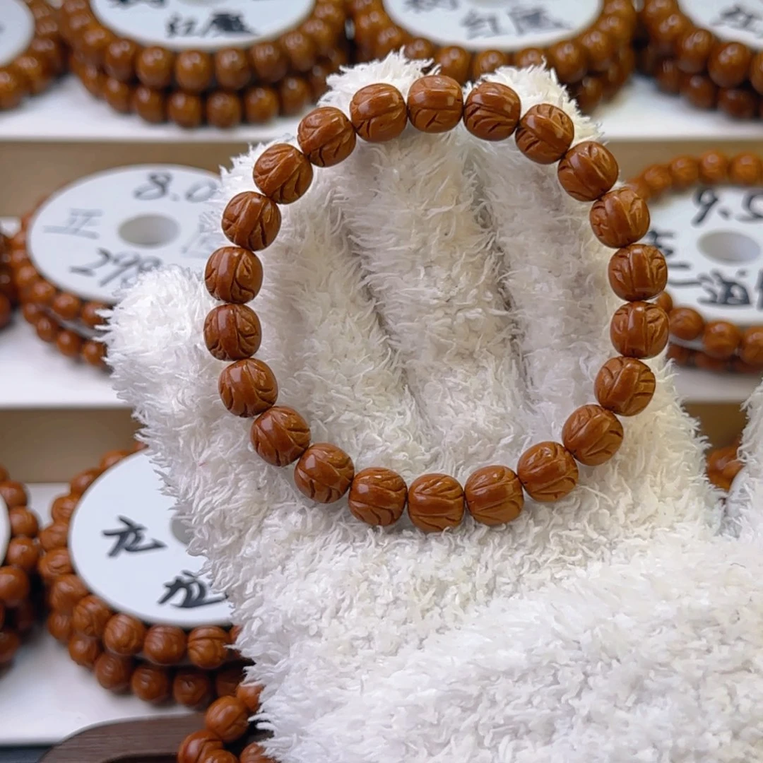 桃核手串没****-龙纹桃核老型桶珠一道筋