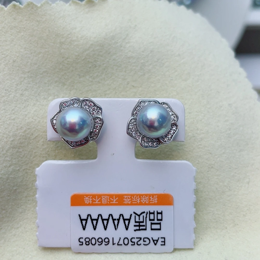 海水珍珠银S925镶嵌耳饰w57