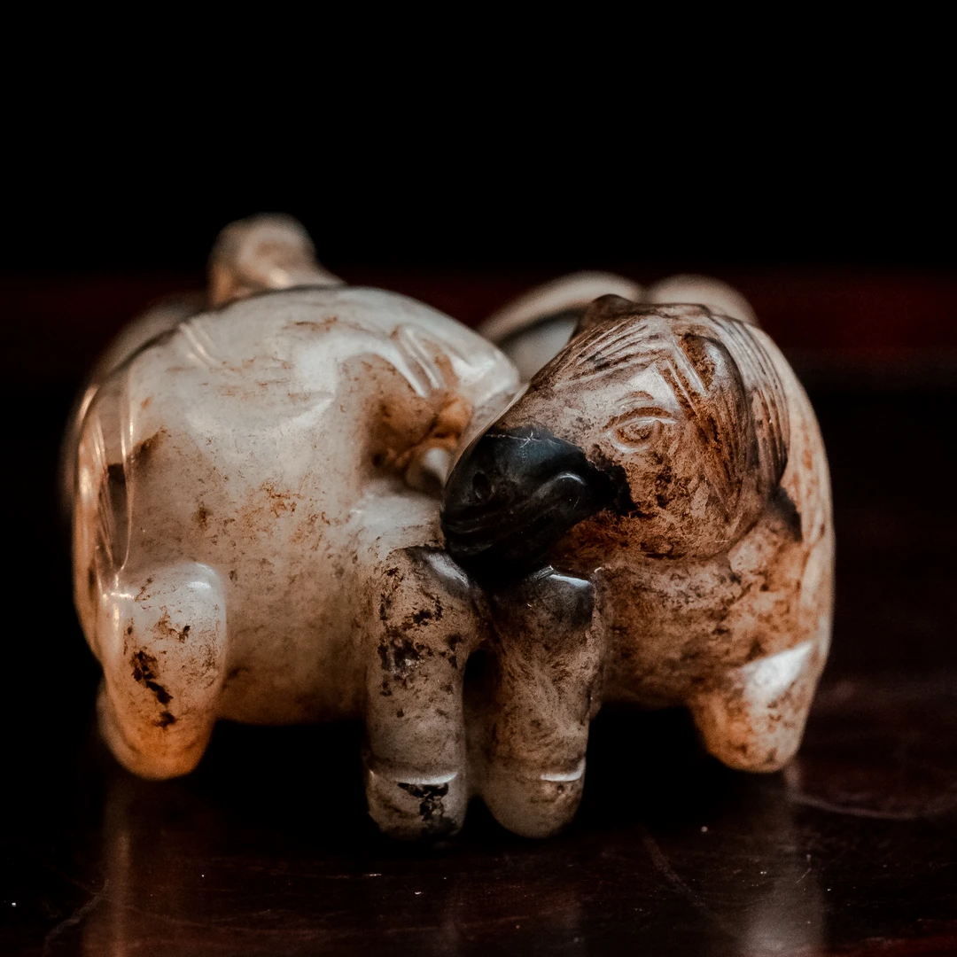 明代和田玉双马花件-CS