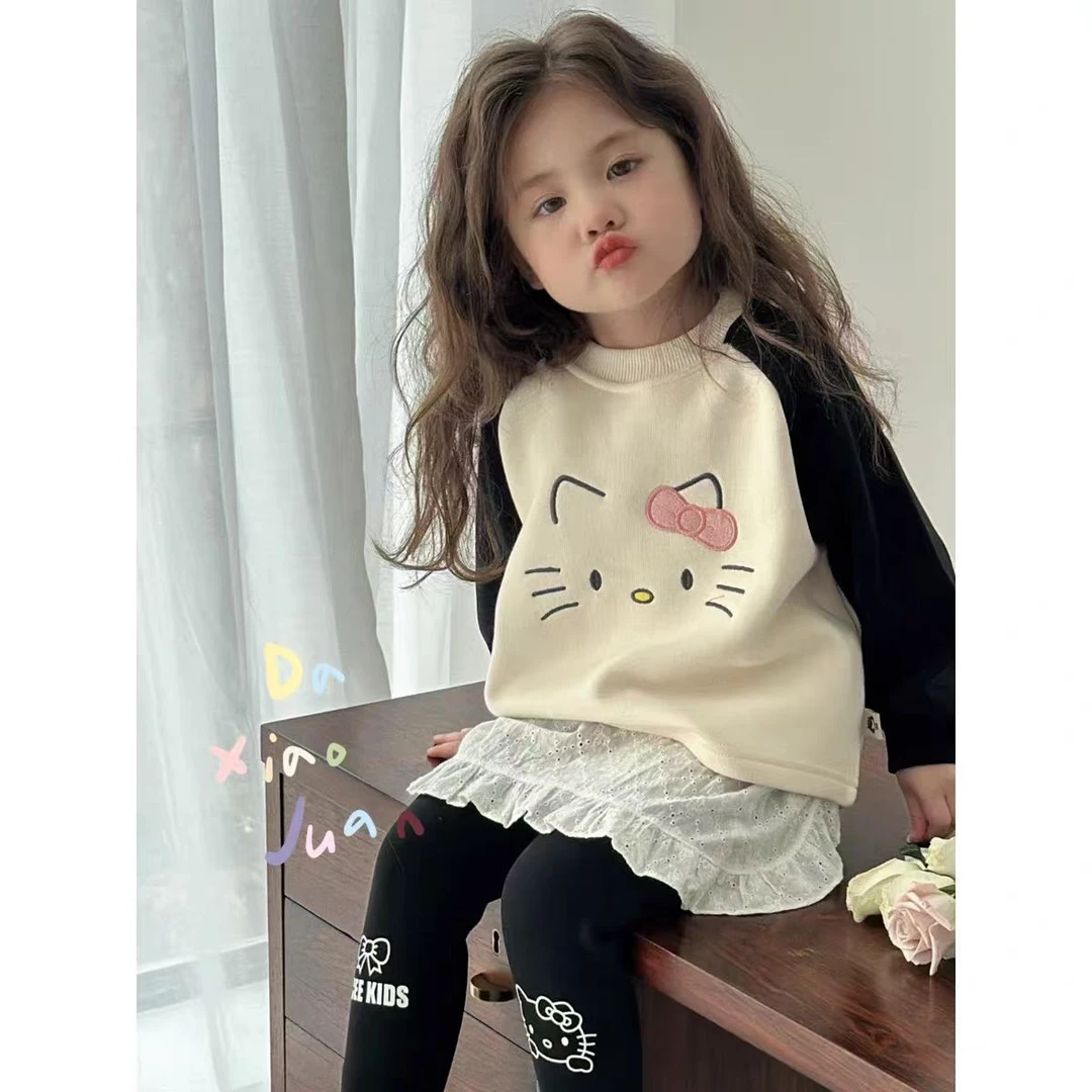 0163【甜汐-粉色黑色卫衣】卫衣新款秋冬款休闲百搭保暖童装时尚