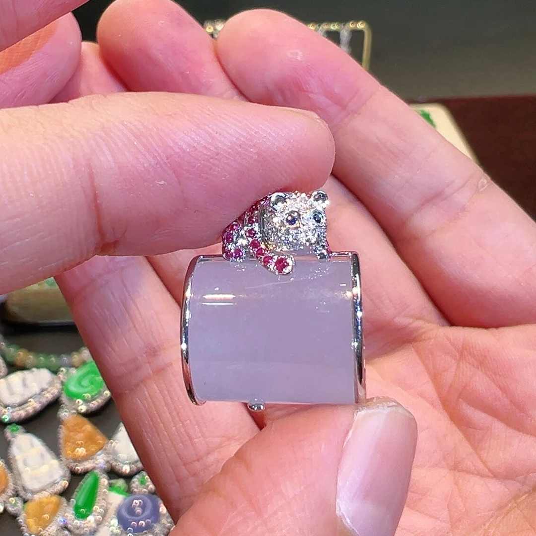 翡翠吊坠(不含链)18K金镶嵌翡翠