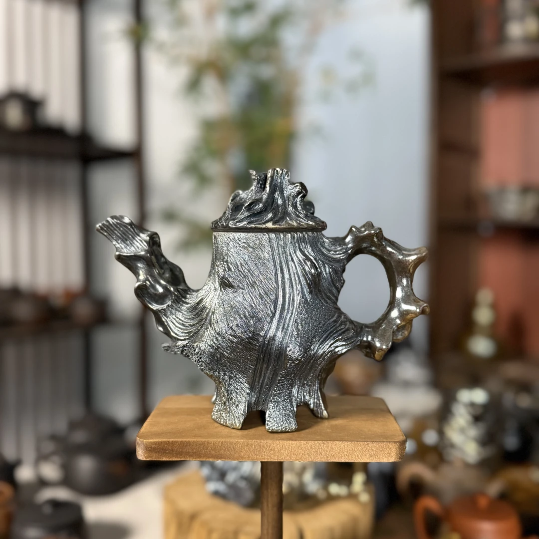 创意收藏级紫泥柴烧大自然枯木复古异形壶全手工古法工艺茶道茶壶