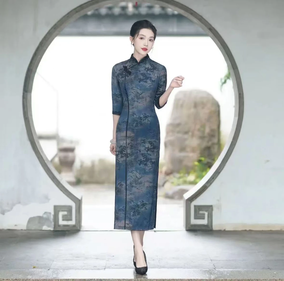 【山河图】2024新款复古百搭优雅大方日常淑女旗袍