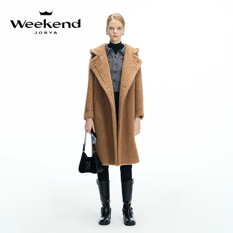 流光风|卓雅周末24冬季连帽翻领直筒绵羊毛大衣外套Q260957C