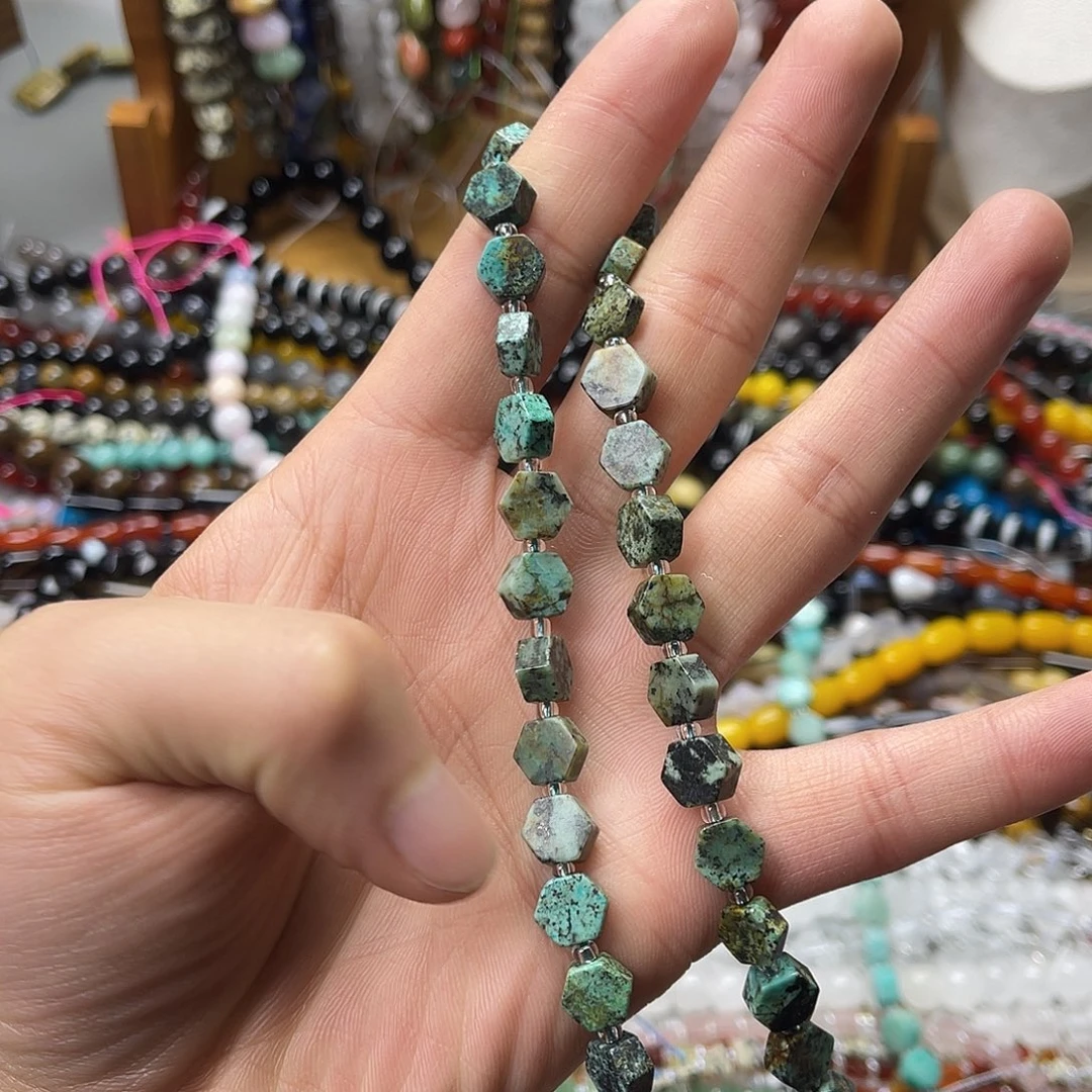 玛瑙/玉髓未镶嵌珠宝半成品卡8非洲松六边形一条