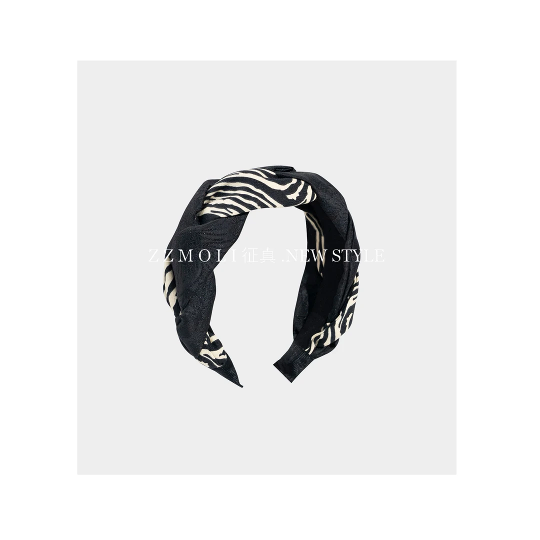 ZzMoLi征真 法式宽边编织发箍女士斑马纹百搭简约头箍ZBP17403