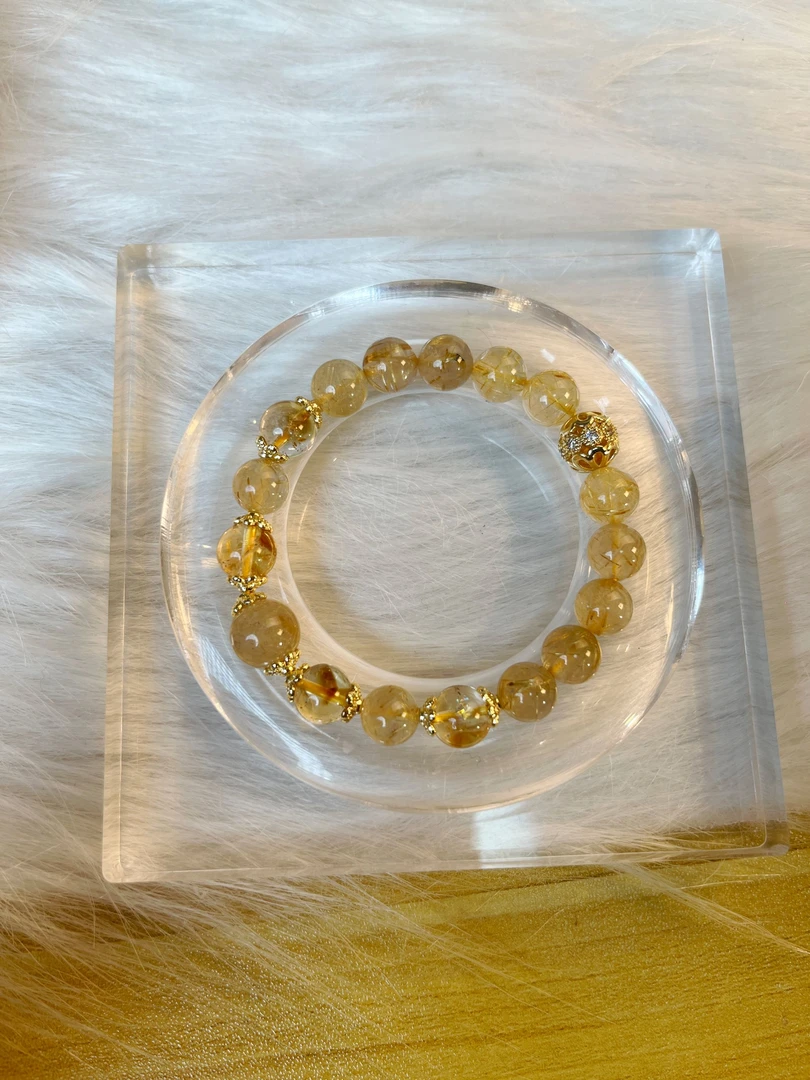 【金流不息】 DIY金发晶水晶手串L3029